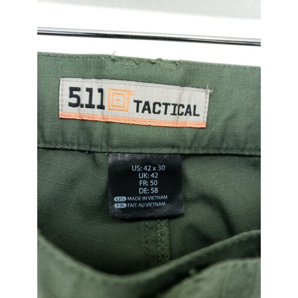 5.11 Tactical Utility Mens 42x30 Green Ripstop Cargo Pants Gusseted Polyester - Picture 7 of 9